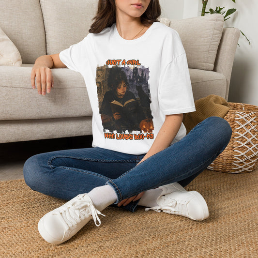 "Just a Girl Who Loves Boo-ks" T-Shirt — Moody Gothic Reader Tee