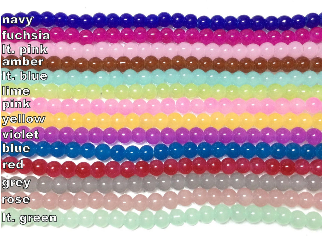 #2266 Imitation Opaque Jade Round Glass Beads / 4mm / 16” Strand / 1mm Hole