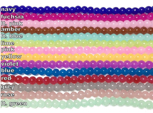 #2266 Imitation Opaque Jade Round Glass Beads / 4mm / 16” Strand / 1mm Hole