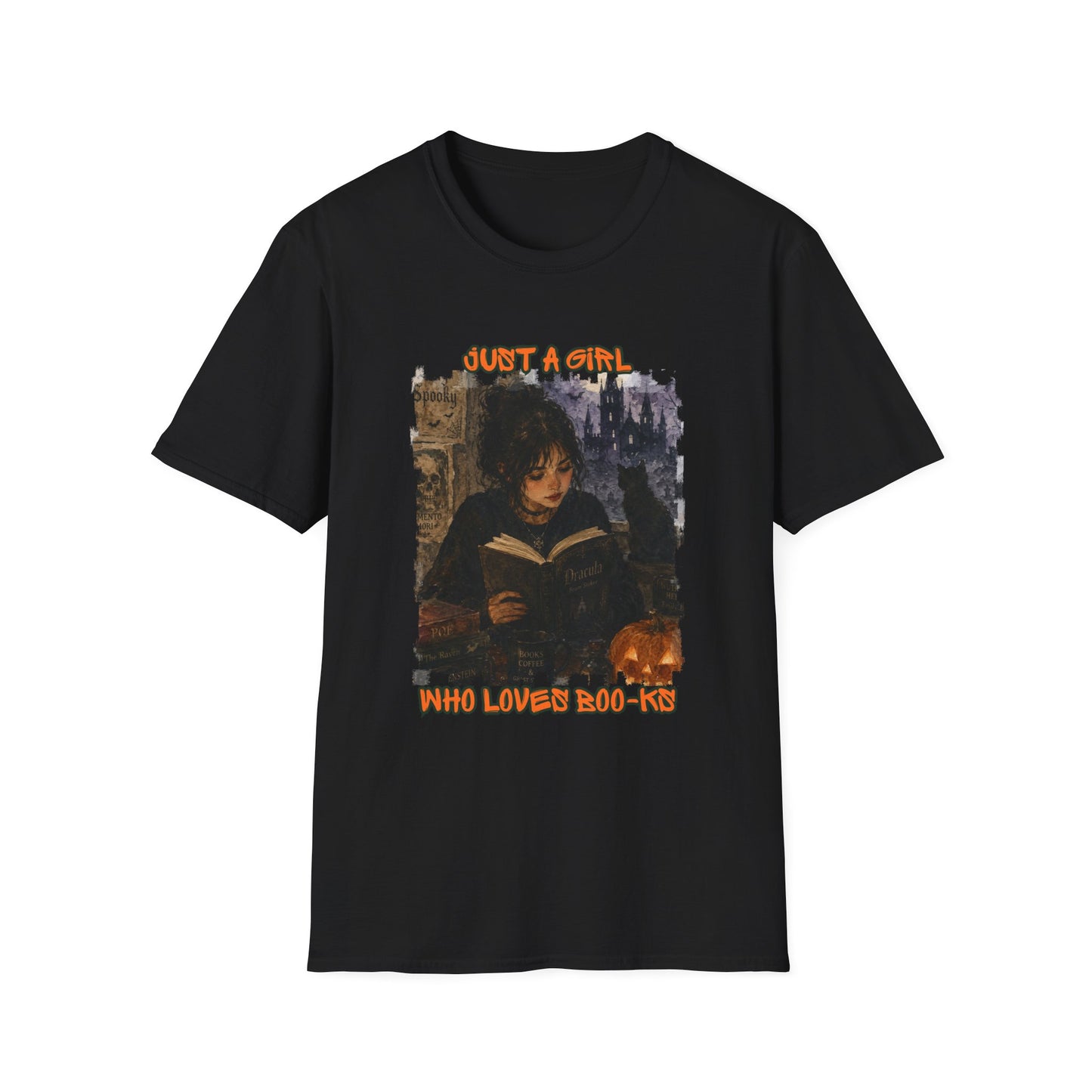 "Just a Girl Who Loves Boo-ks" T-Shirt — Moody Gothic Reader Tee