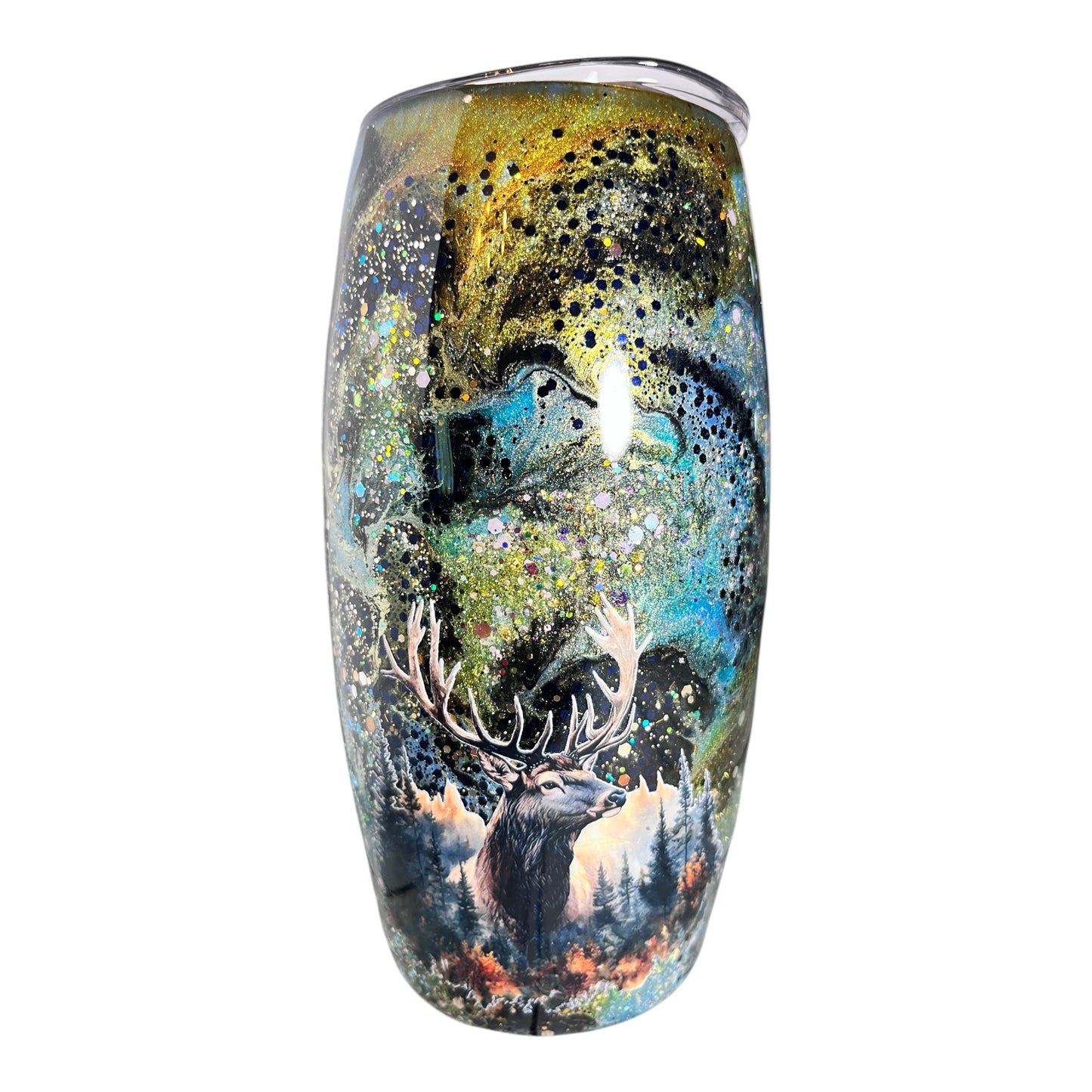 #316 - 25oz Barrel Tumbler - Decals: Buck in the Woods (2)