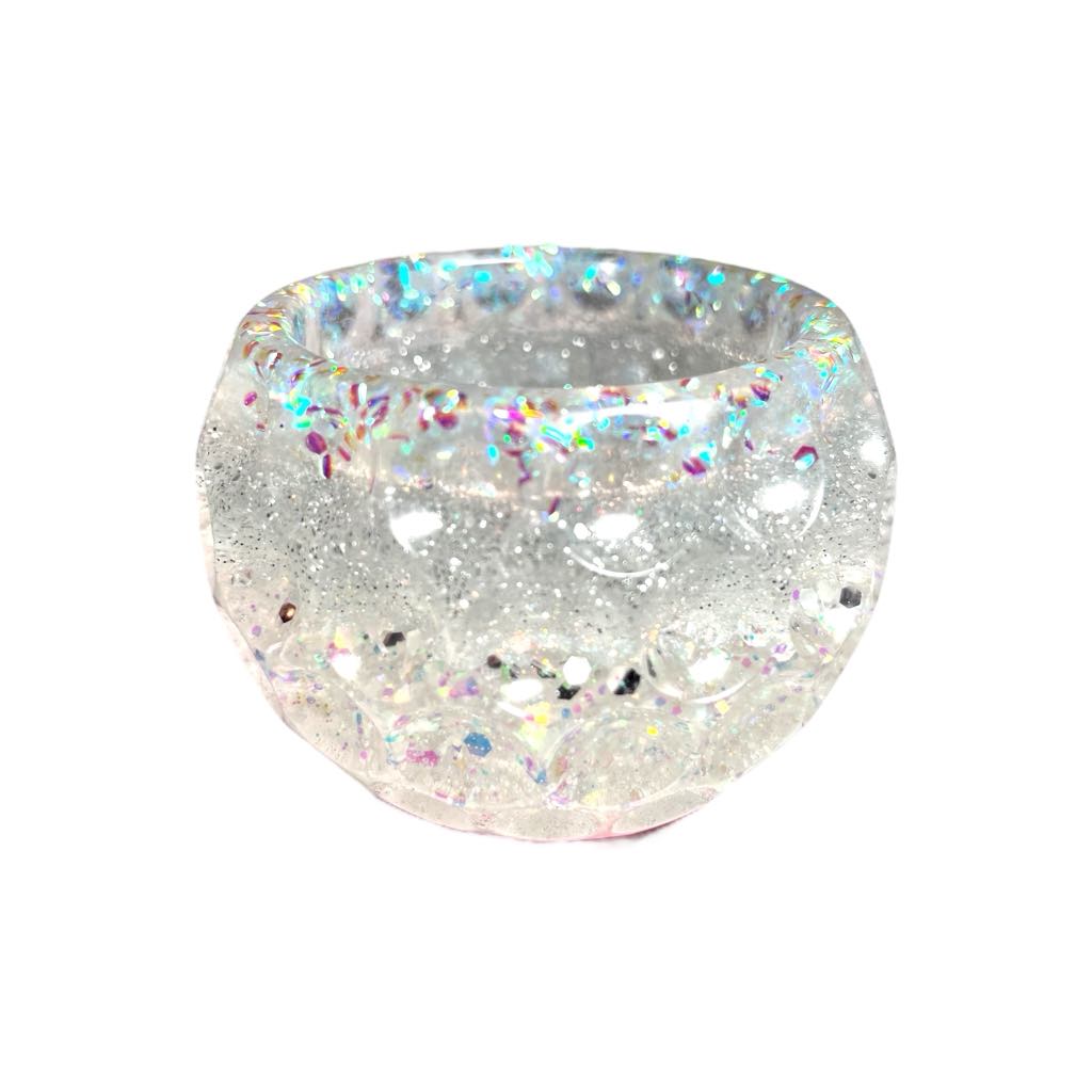 #BOWL-012 Custom Resin Dimple Bowl - Clear Crystal Theme - No Lid