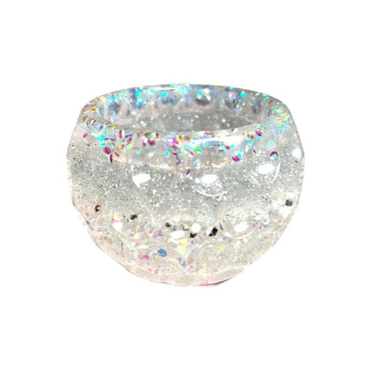 #BOWL-012 Custom Resin Dimple Bowl - Clear Crystal Theme - No Lid