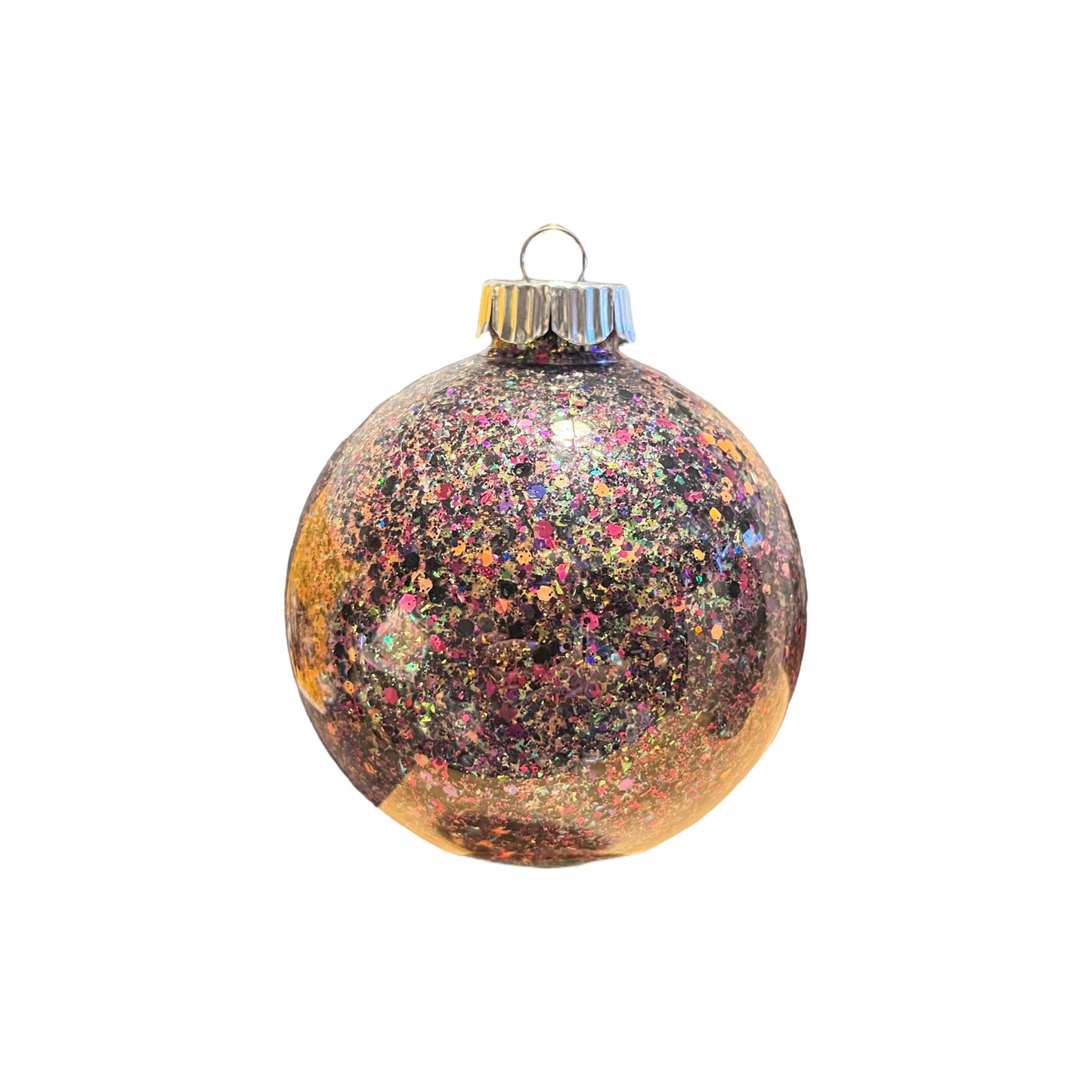 #34- Ready To Sell Custom Ornament / Orange, Purple, Black Glitter