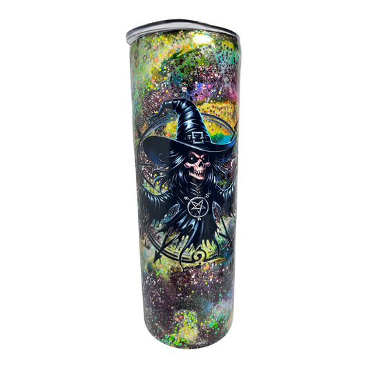 #310 - 20oz Skinny Halloween Theme Tumbler - Decals: Witch & “Witch Better Have Candy”