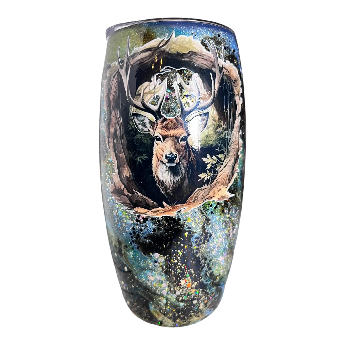 #316 - 25oz Barrel Tumbler - Decals: Buck in the Woods (2)
