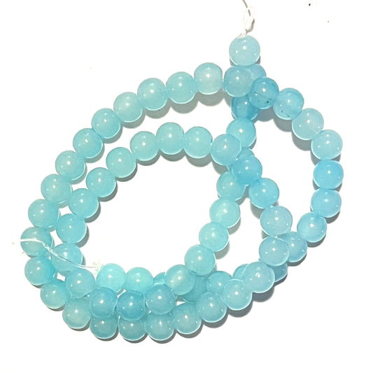 #2327 Faux 6mm Jade Polished Glass Round Beads / 1mm Hole / 14 1/2” Strand