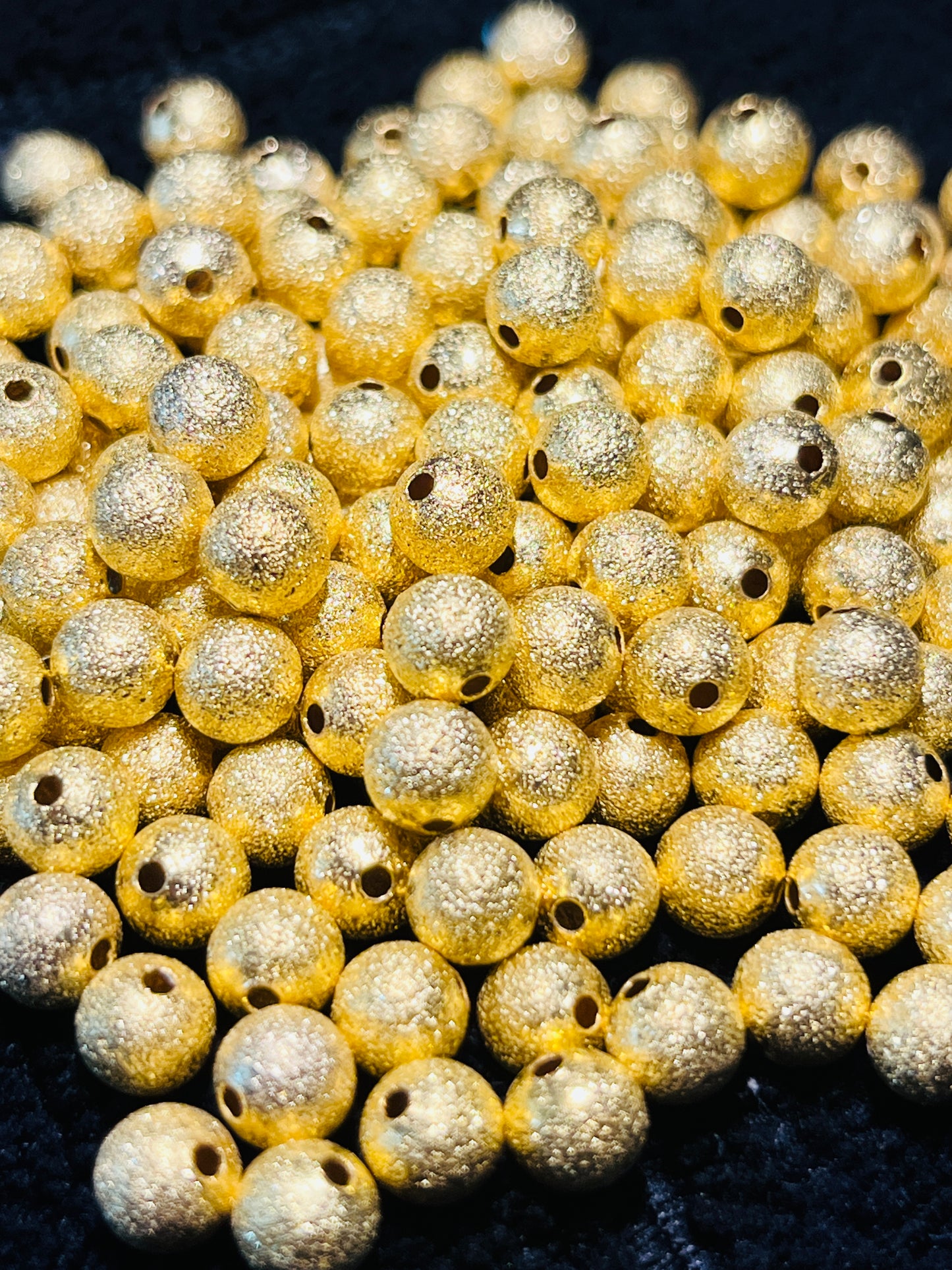 #2525-6G / Textured Goldtone Plated Brass Beads / 6mm / 1mm Hole / Lot of 25