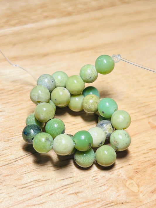 #2508 / Natural Australian 6mm Jade Round Beads / 1mm Hole / Strand of 31