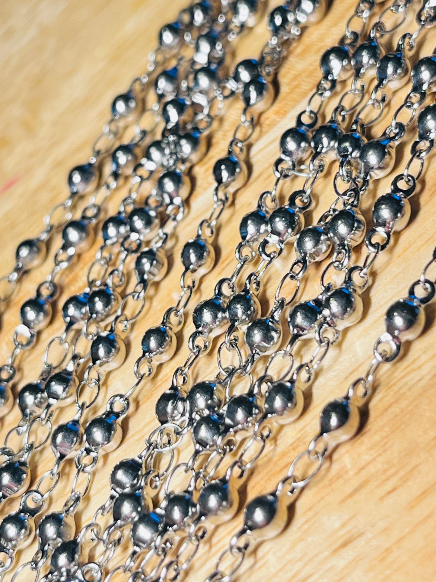 #2587 / 304 Polished Stainless Steel 3.5mm Ball Link Soldered Chain / One Link Between Balls / Sold by the Foot