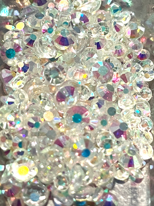 Resin Rhinestones / Glitter Holo / Flat Back / Mixed 3mm, 4mm, 5mm
