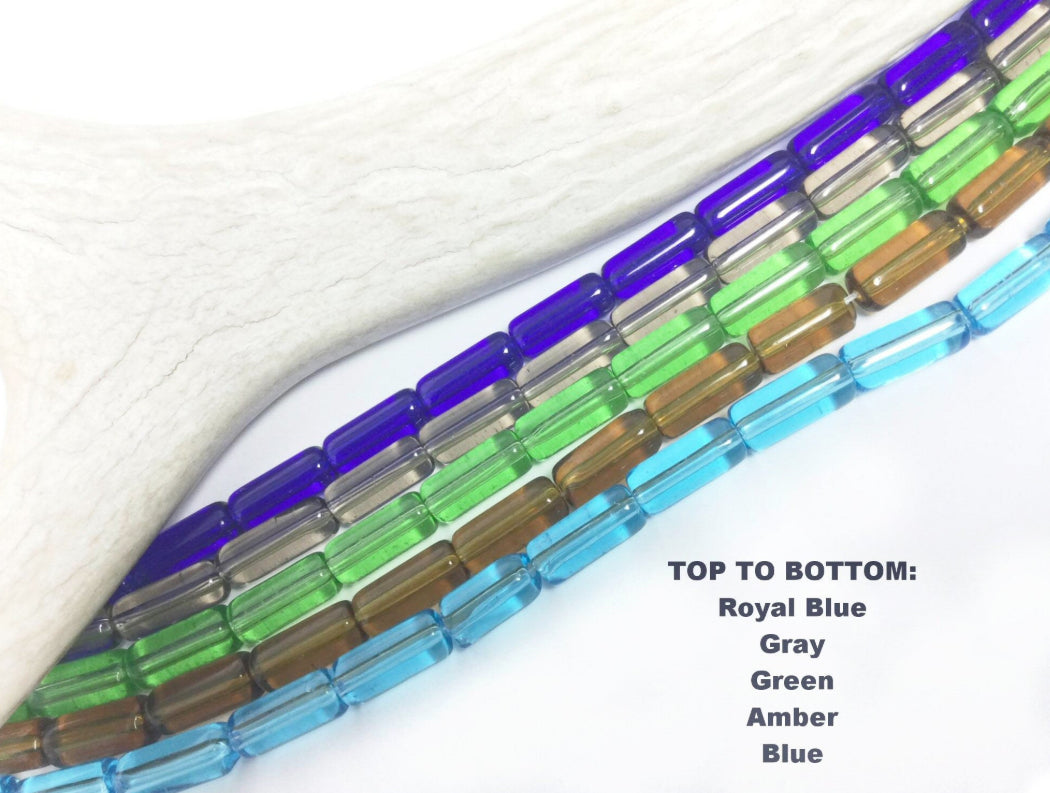 #2109 Translucent Glass Tube Beads / 10x4mm / .5mm Hole / 12” Strand