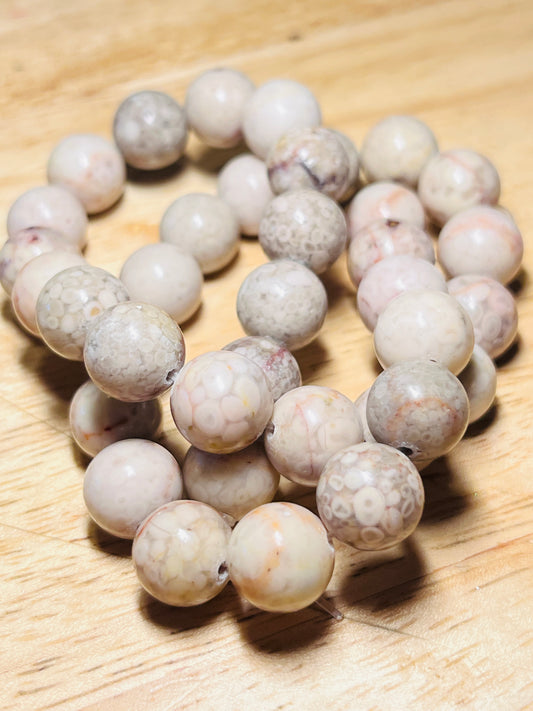 #2480-10 / Natural Maifanite (Maifan Stone) 10mm Round Beads / 1mm Hole / Strand of 37 Beads