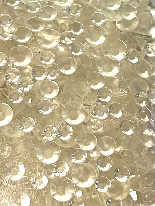 Resin Rhinestones / Glow Clear to Green / Flat Back / Mixed 3mm, 4mm, 5mm