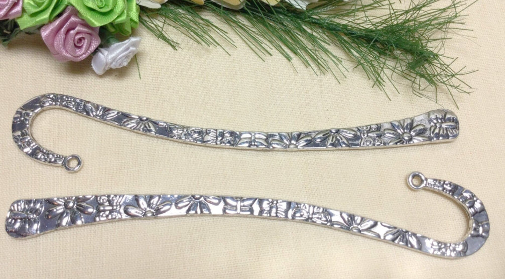 #2448BUTFLY Antique Silvertone Butterfly Bookmarks / 122x26x3mm / 3mm Loop / Lead-Cadmium-Nickel Free /Sold Individually