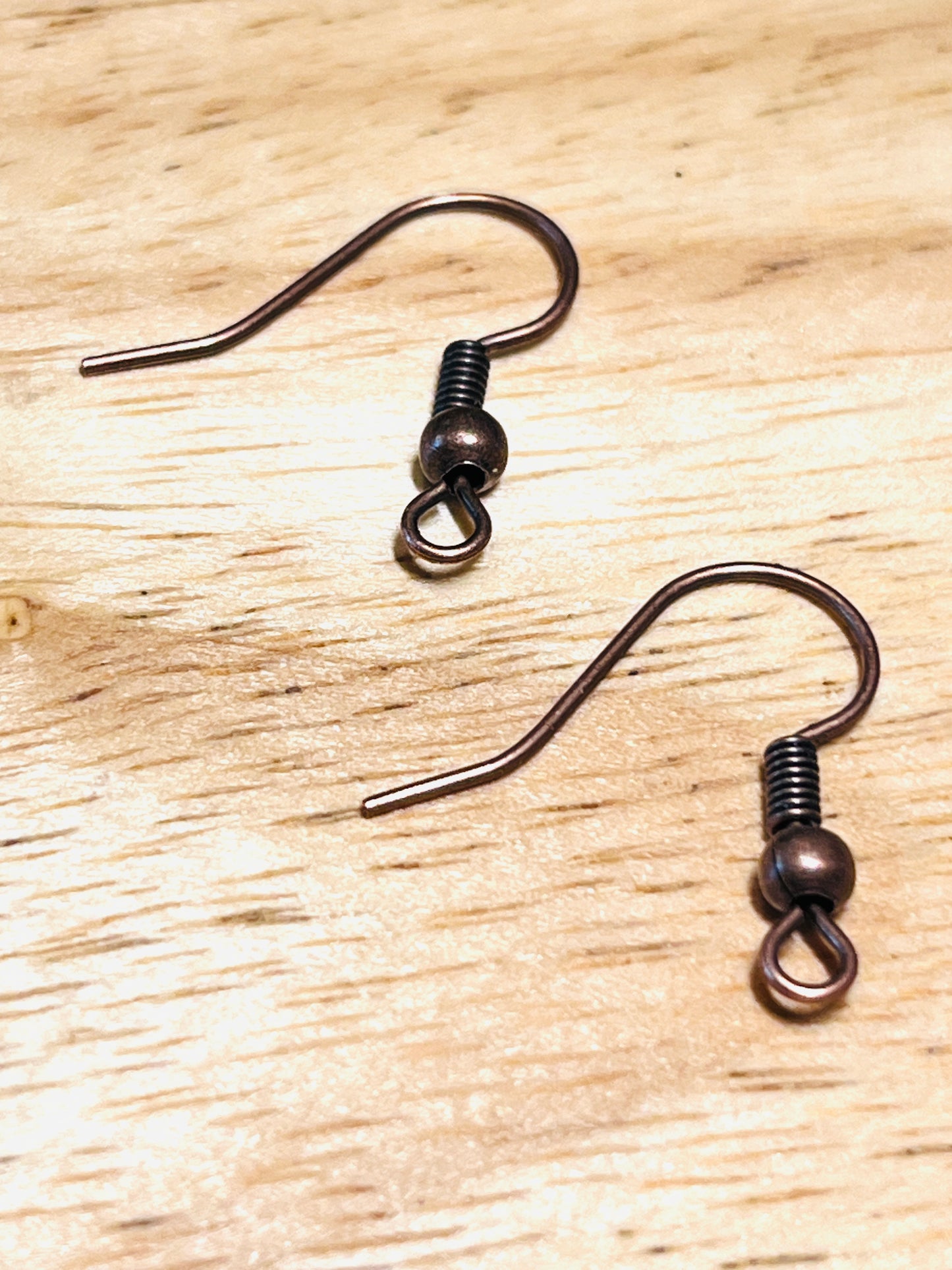 #2518 / Brass Earring Red Copper Fishhook Ear Wires / 19x17x0.5mm / 2mm Loop / Sold in Lots of 6 Pair