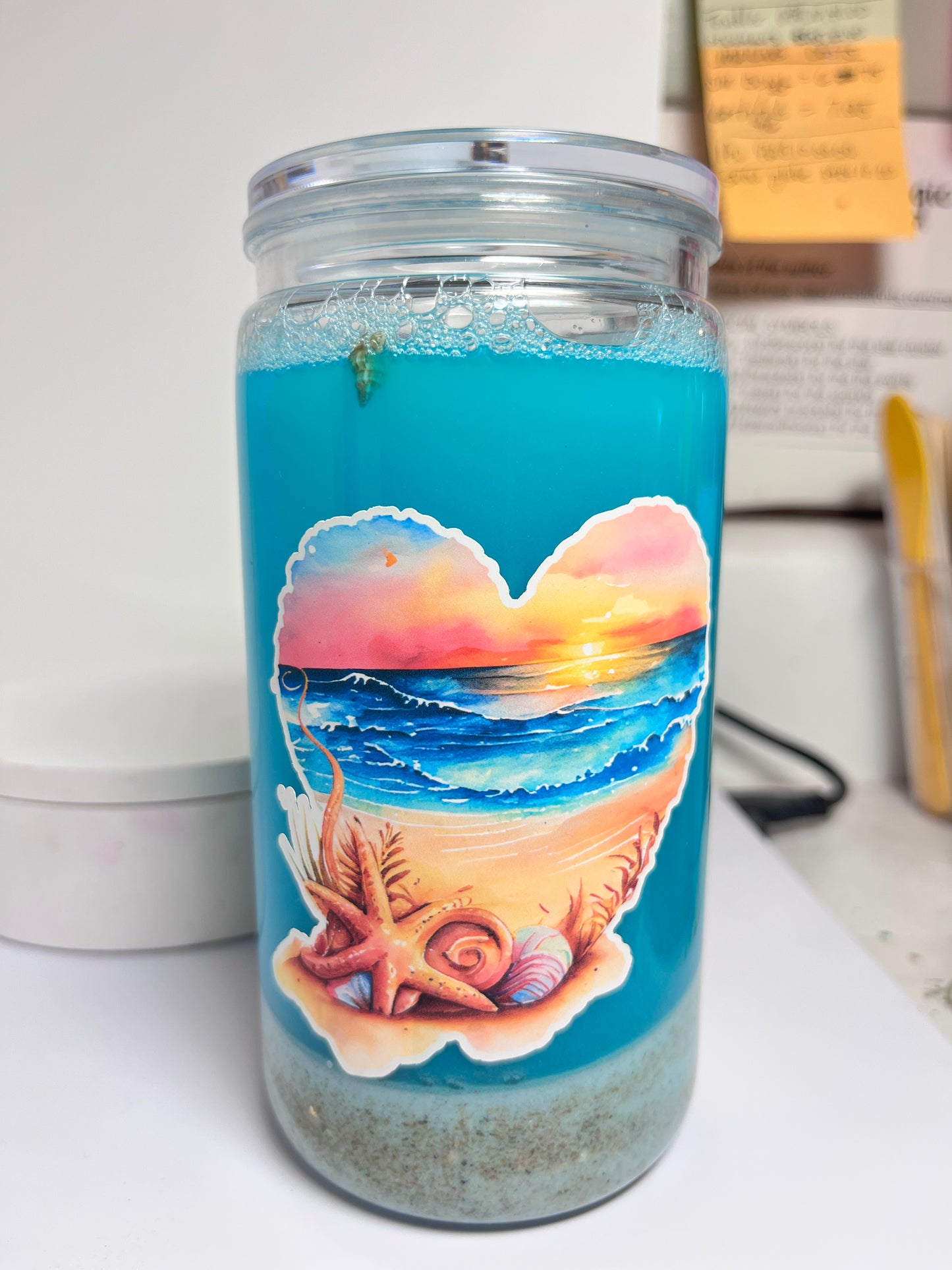 #SG014 - 16oz Snowglobe Acrylic Tumbler / Strawberry Milk