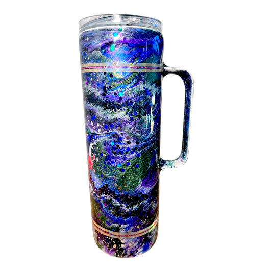 #313 - 20oz Skinny Tumbler with Handle - Decal: Hummingbird
