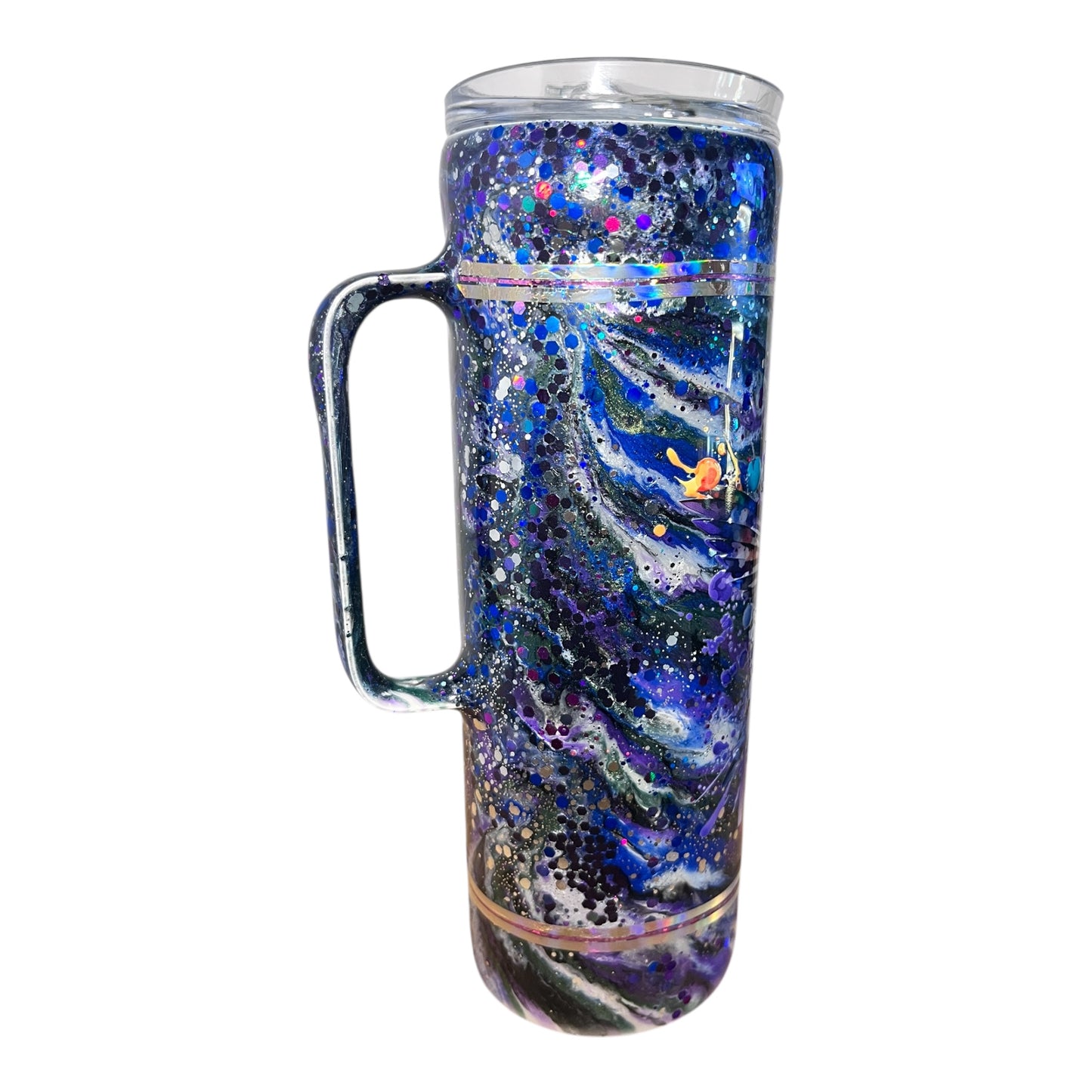 #313 - 20oz Skinny Tumbler with Handle - Decal: Hummingbird