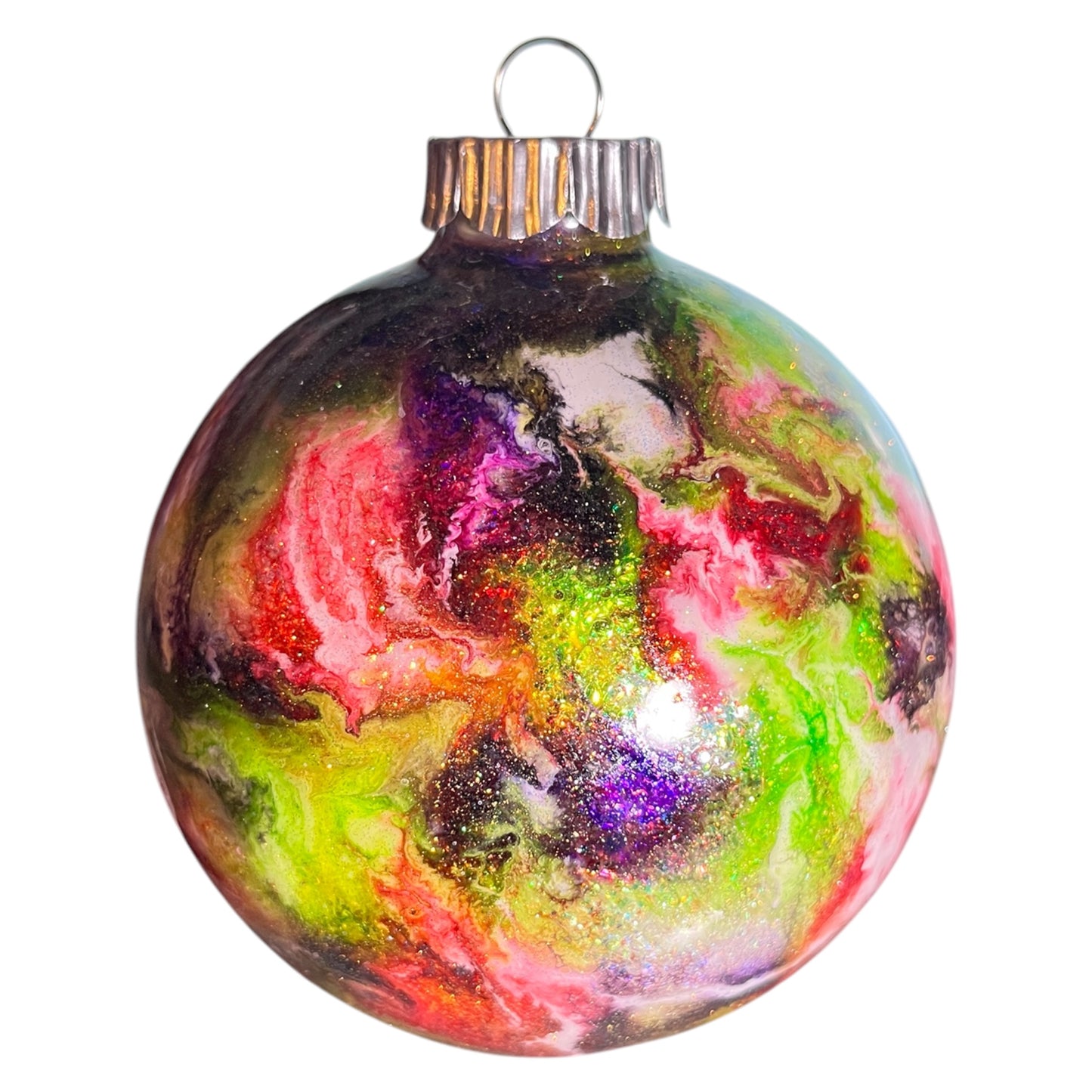 #41 - Ready To Sell Custom 4”Round Ornament / Multicolor with Glitter