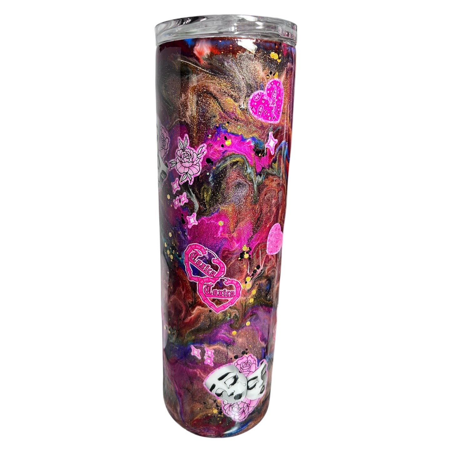 #325B - 30oz Skinny Tumbler / Decals: Chucky.. Kids, Hearts