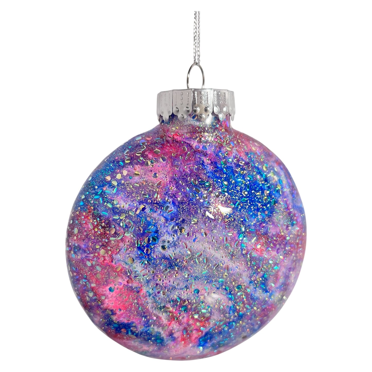 #54 - Ready To Sell Custom Designed 4” Flat Puffed Ornament / Alcohol Ink Drop Swirl