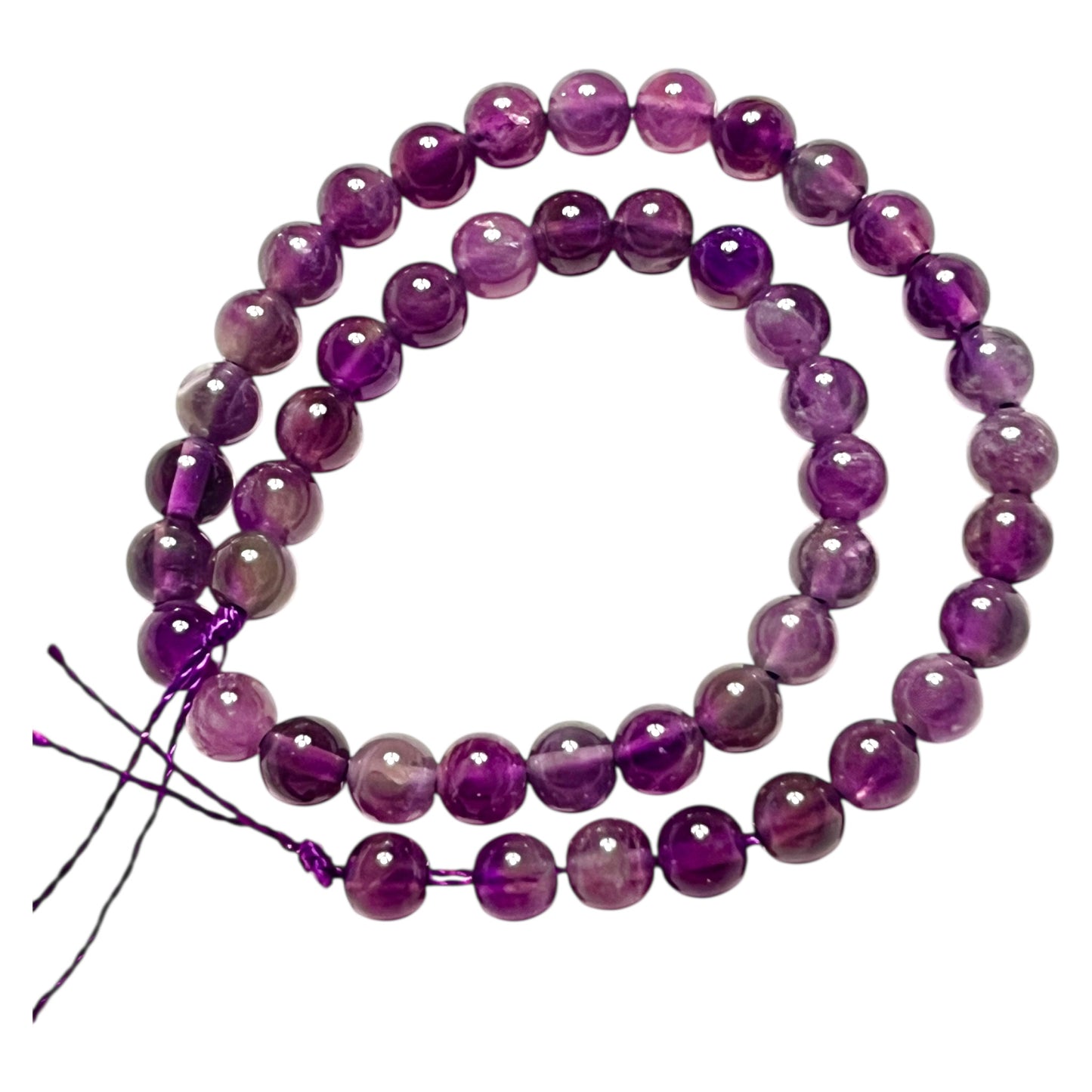 #2803 / Natural Amethyst 4mm Round Beads / 0.6mm Hole / 8” Strand of 47 Beads