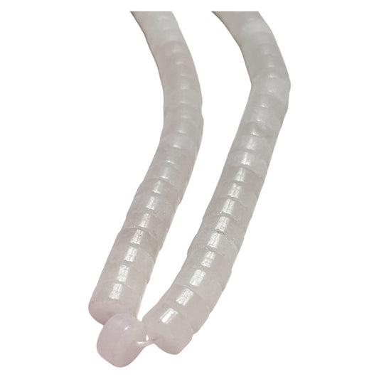 #2811 / Natural White Jade 6x3mm Heishi Beads / 1mm Hole / 7 1/2” Strand (approx 53 beads)