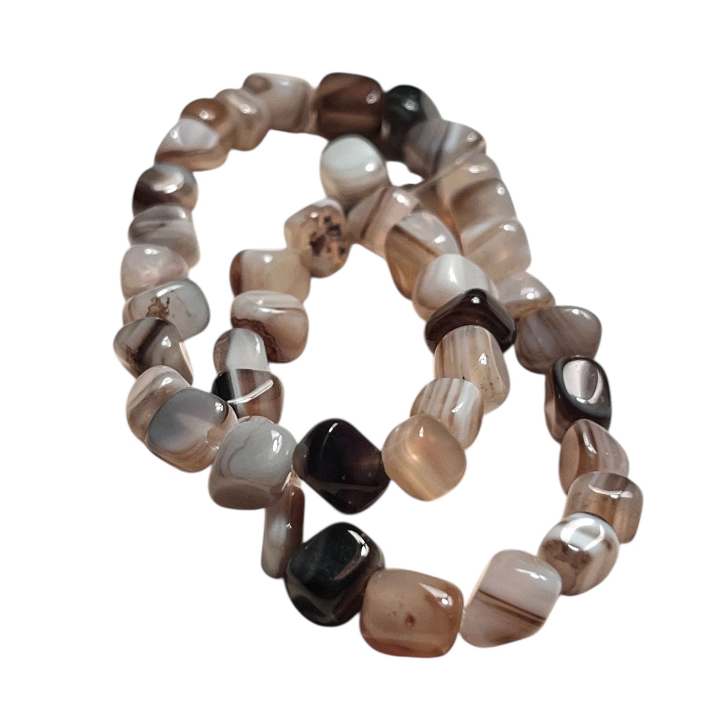 #2820 / Natural Black Striped Agate 5-7mm Nugget Beads / 1mm Hole / 8 1/4” Strand