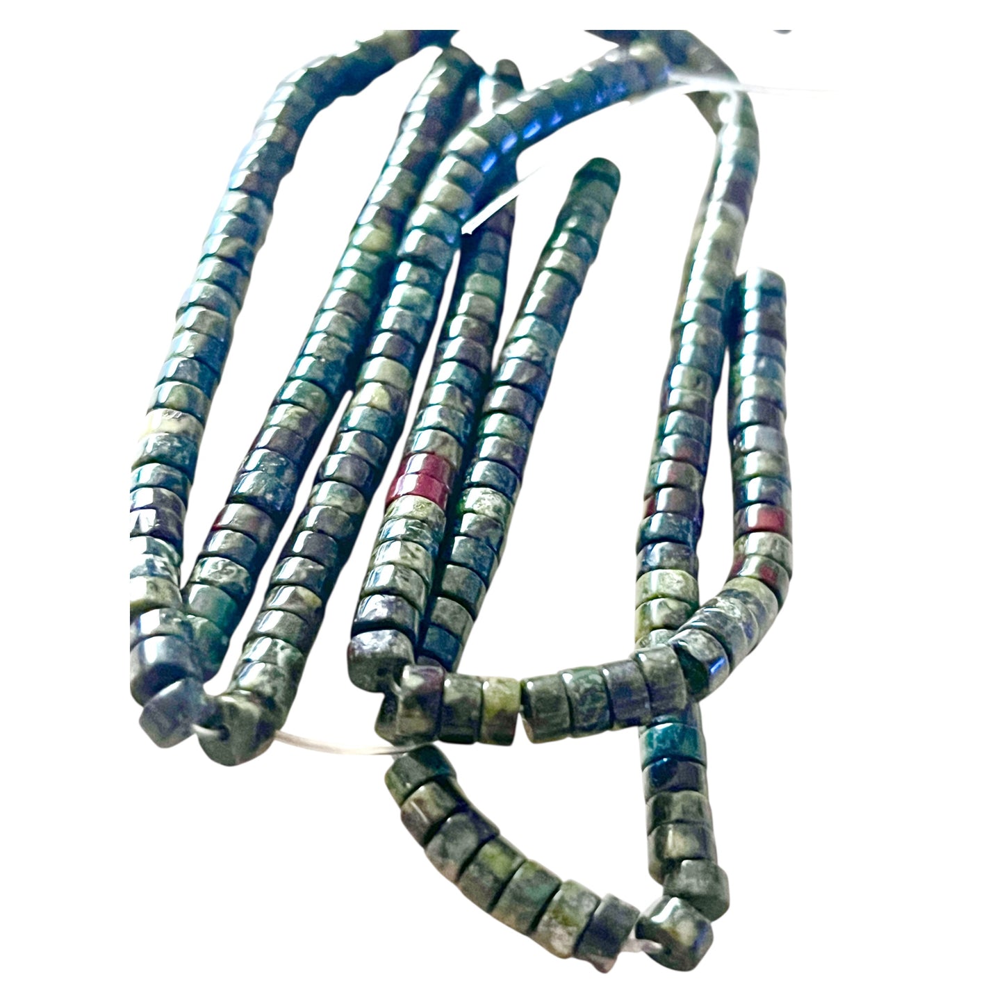 #2821 / Natural Dragon Bliod Jasper Heishi Beads 4.5x2.5mm / 0.7mm Hole / 7 1/2” Strand
