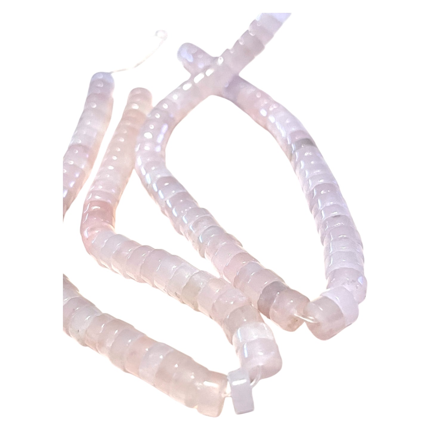 #2824 / Natural Pink Quartz Heishi Beads / 6x3mm / 1mm Hole / 7 3/4” Strand