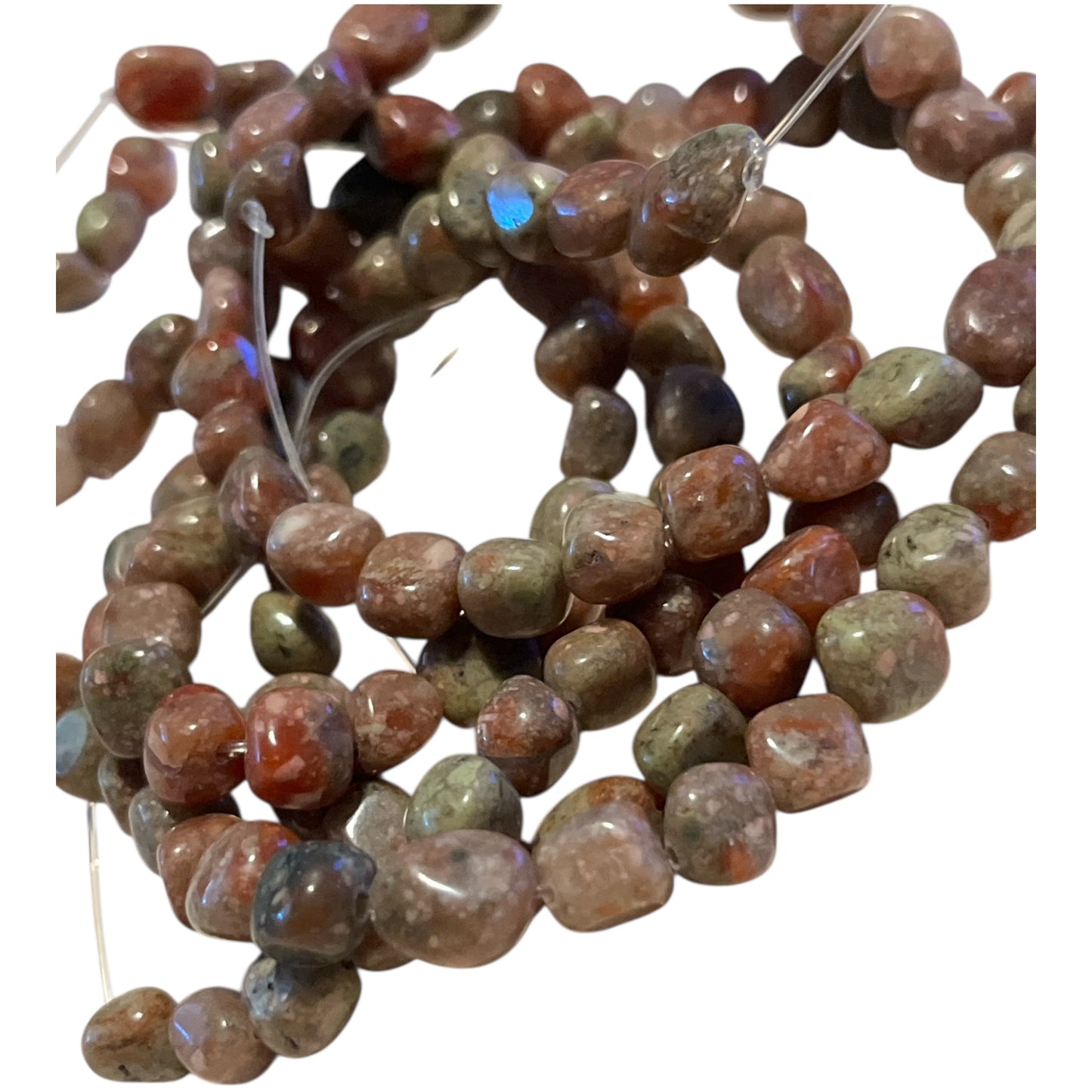 #2829 / Natural Unakite Nugget Beads / 5-7 x 5-7mm / 1mm Hole / 8” Strand