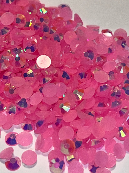 Pink AB Resin Jelly Rhinestones / 4mm Flat Back / 66.6g