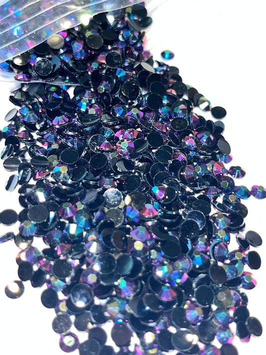 Purple-Black AB Resin Jelly Rhinestones / 4mm Flat Back / 68.4g