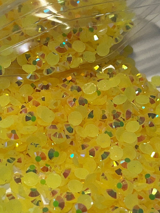 Yellow AB Resin Jelly Rhinestones / 4mm Flat Back / 69.5g