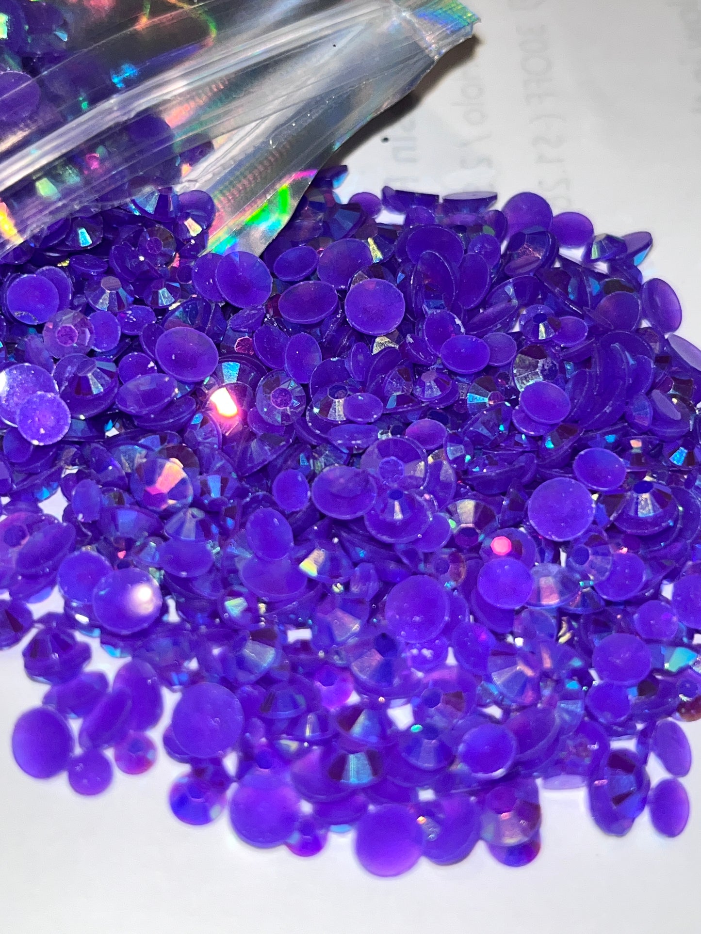 Purple AB Resin Rhinestones / Flat Back / Mixed 3mm, 4mm, 5mm / 19.6g
