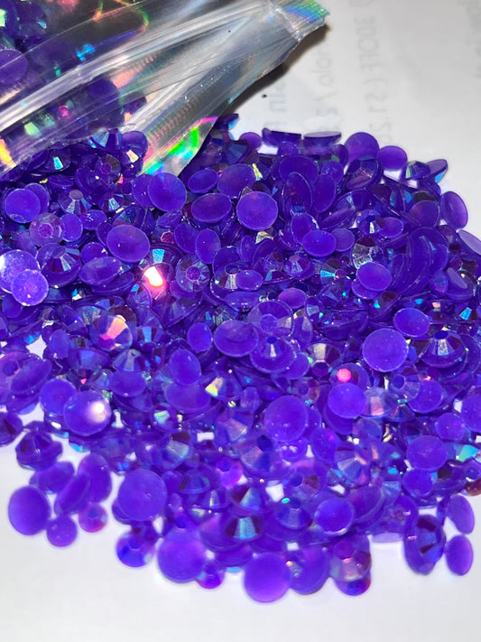 Purple AB Resin Rhinestones / Flat Back / Mixed 3mm, 4mm, 5mm / 19.6g