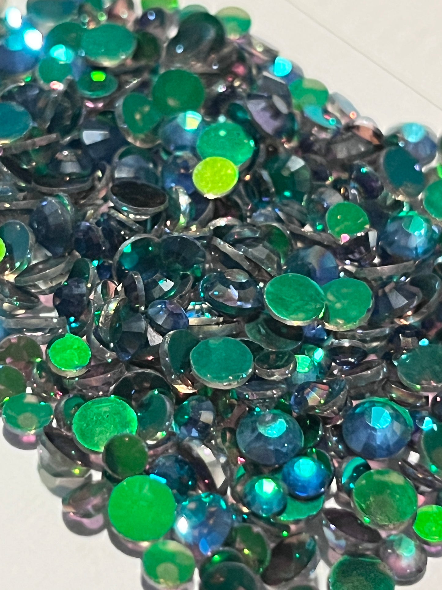 Green AB Resin Rhinestones / Flat Back / Mixed 3mm, 4mm, 5mm / 40.7g