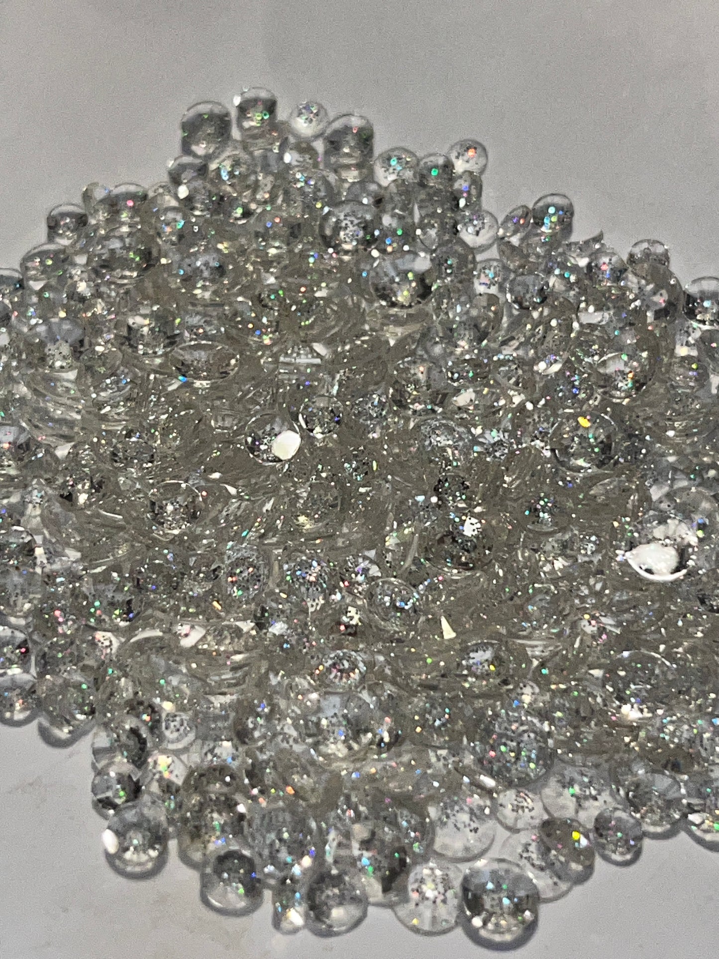 Glitter Holographic Mix Resin Rhinestones / Flat Back / Mixed 3mm, 4mm, 5mm / 16.4g