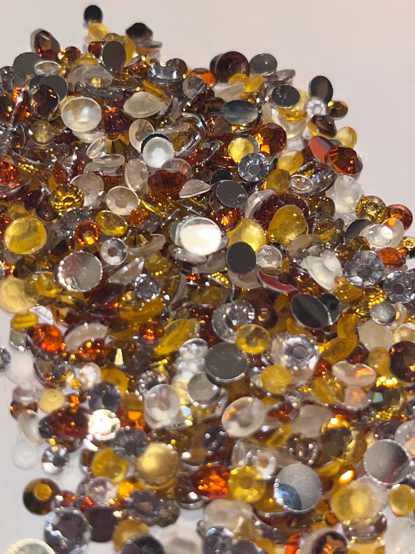 Beachy Sunset Mix Resin Rhinestones / Silver-Flat Back / Mixed 3mm, 4mm, 5mm / 15.4g