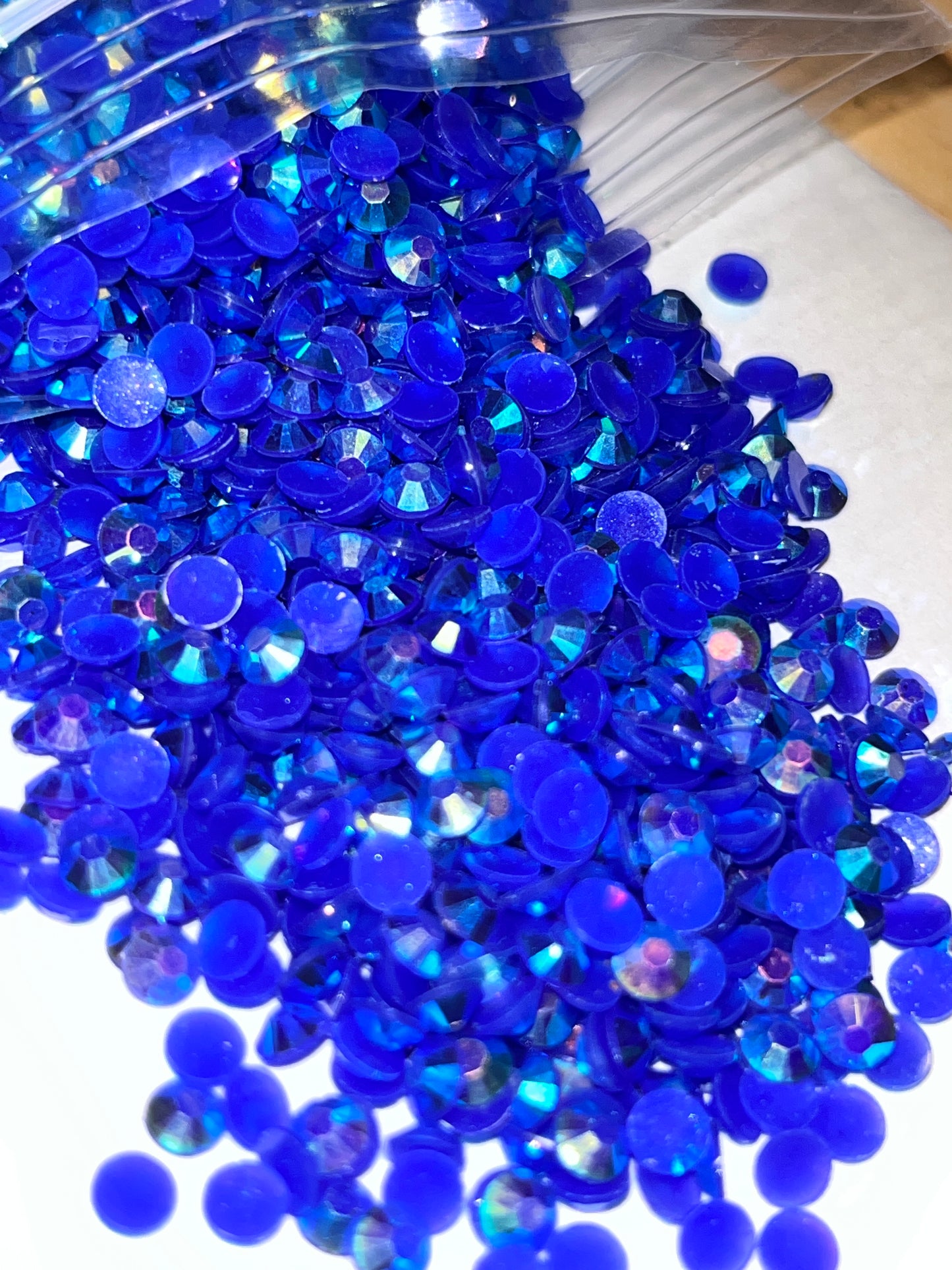 Dark Blue AB Resin Jelly Rhinestones / 4mm Flat Back / 70.1g
