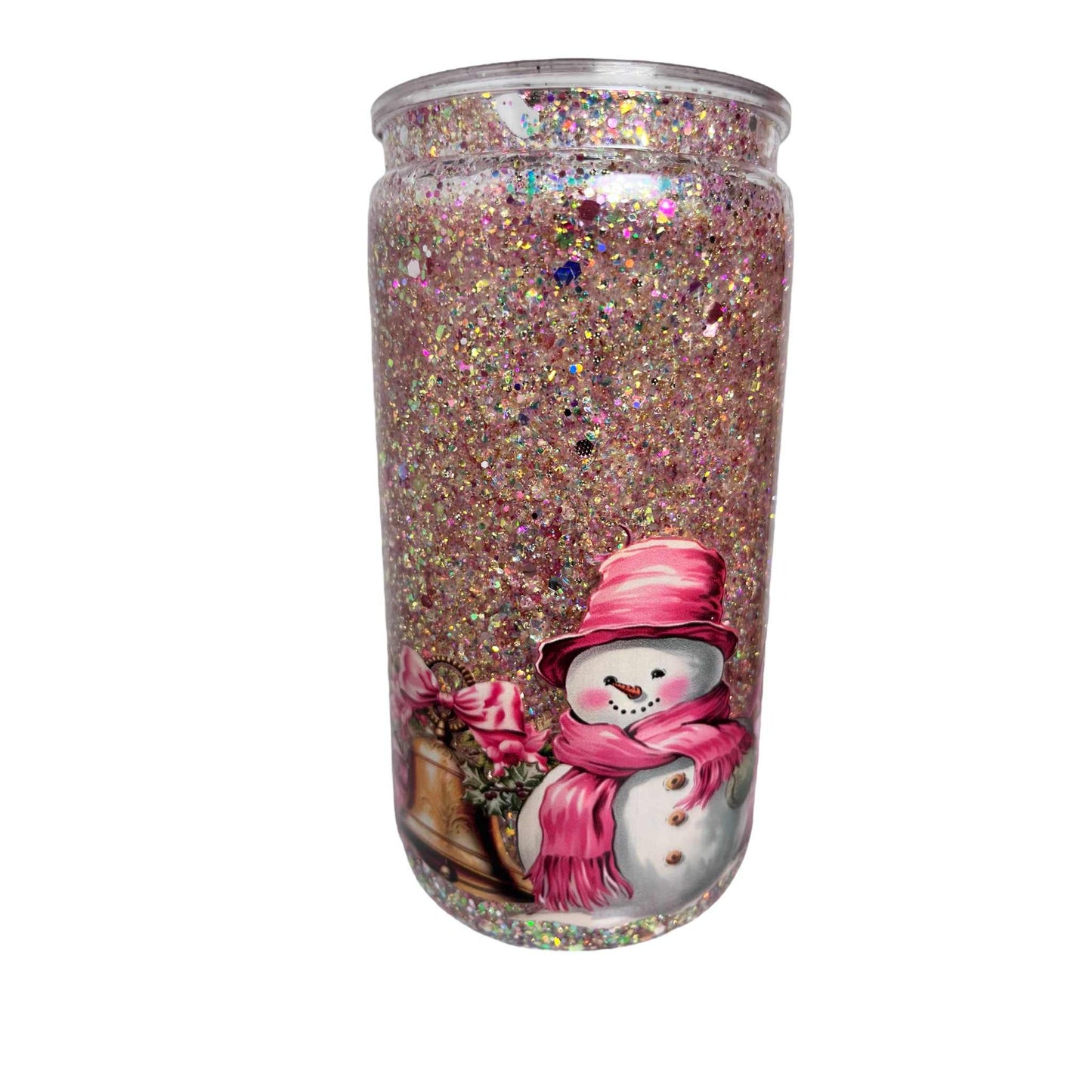 #SG008 - 16oz Snowglobe Acrylic Tumbler / Christmas Theme / Glitter
