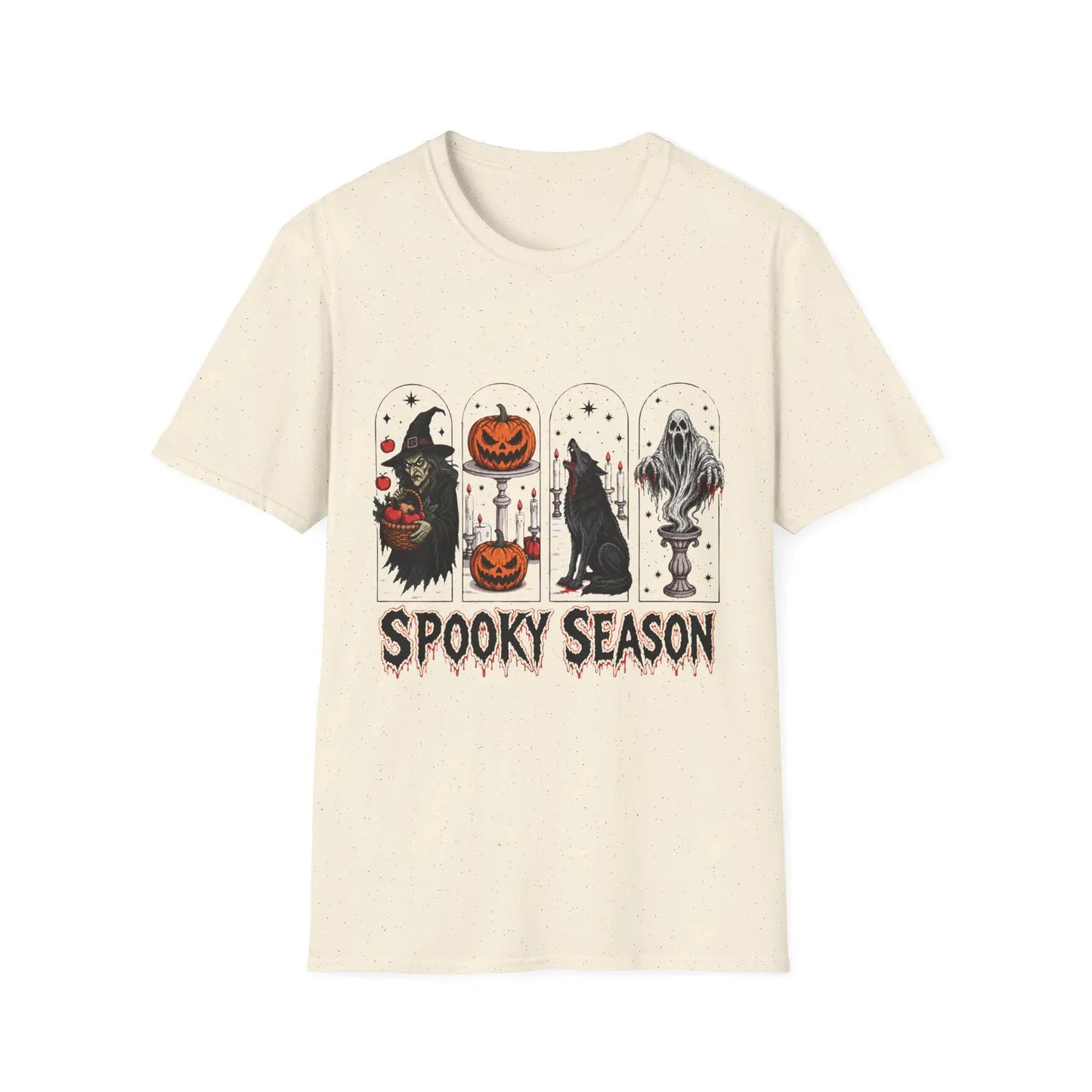 Spooky Season Halloween Icons T-Shirt | Witch Pumpkin Wolf Ghost
