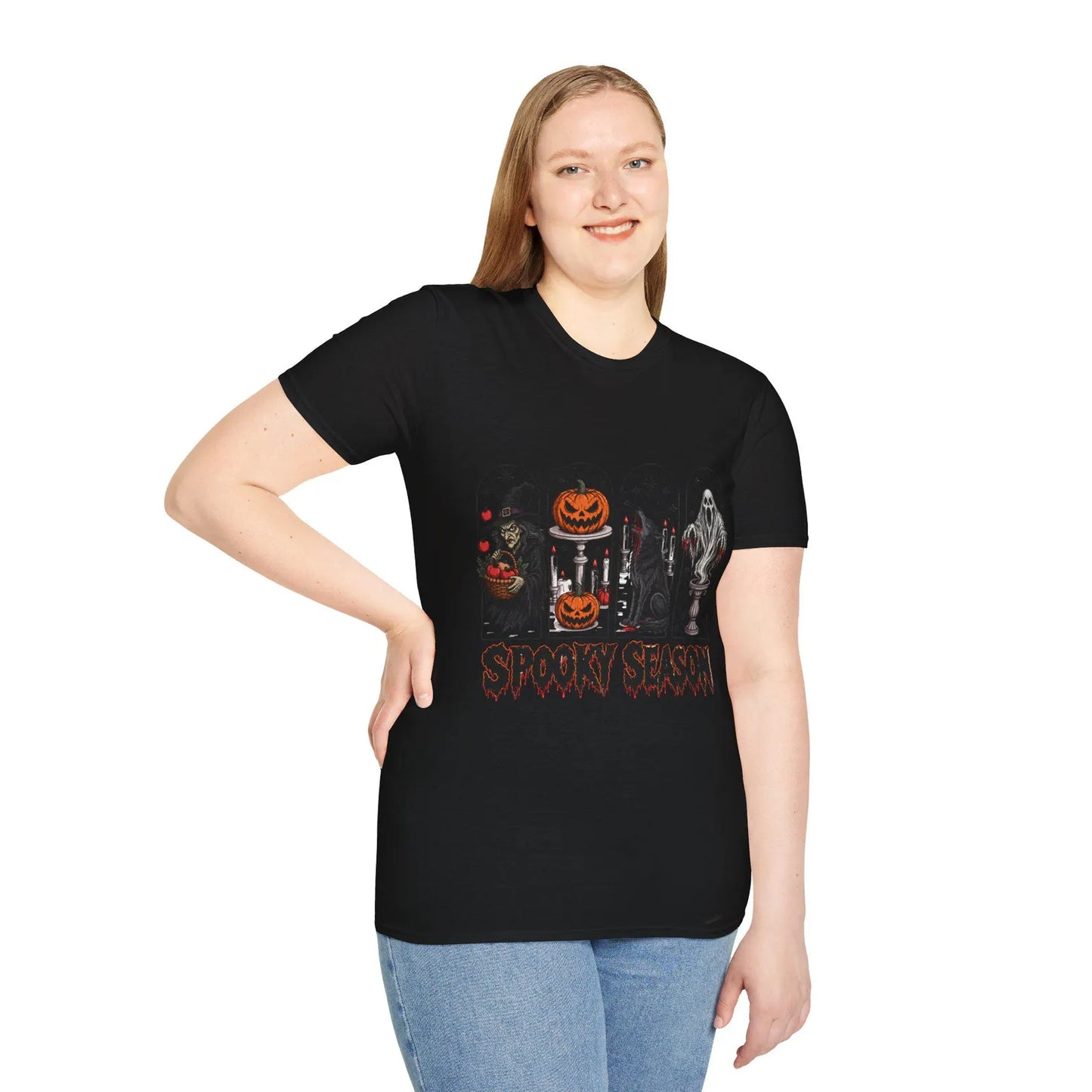 Spooky Season Halloween Icons T-Shirt | Witch Pumpkin Wolf Ghost