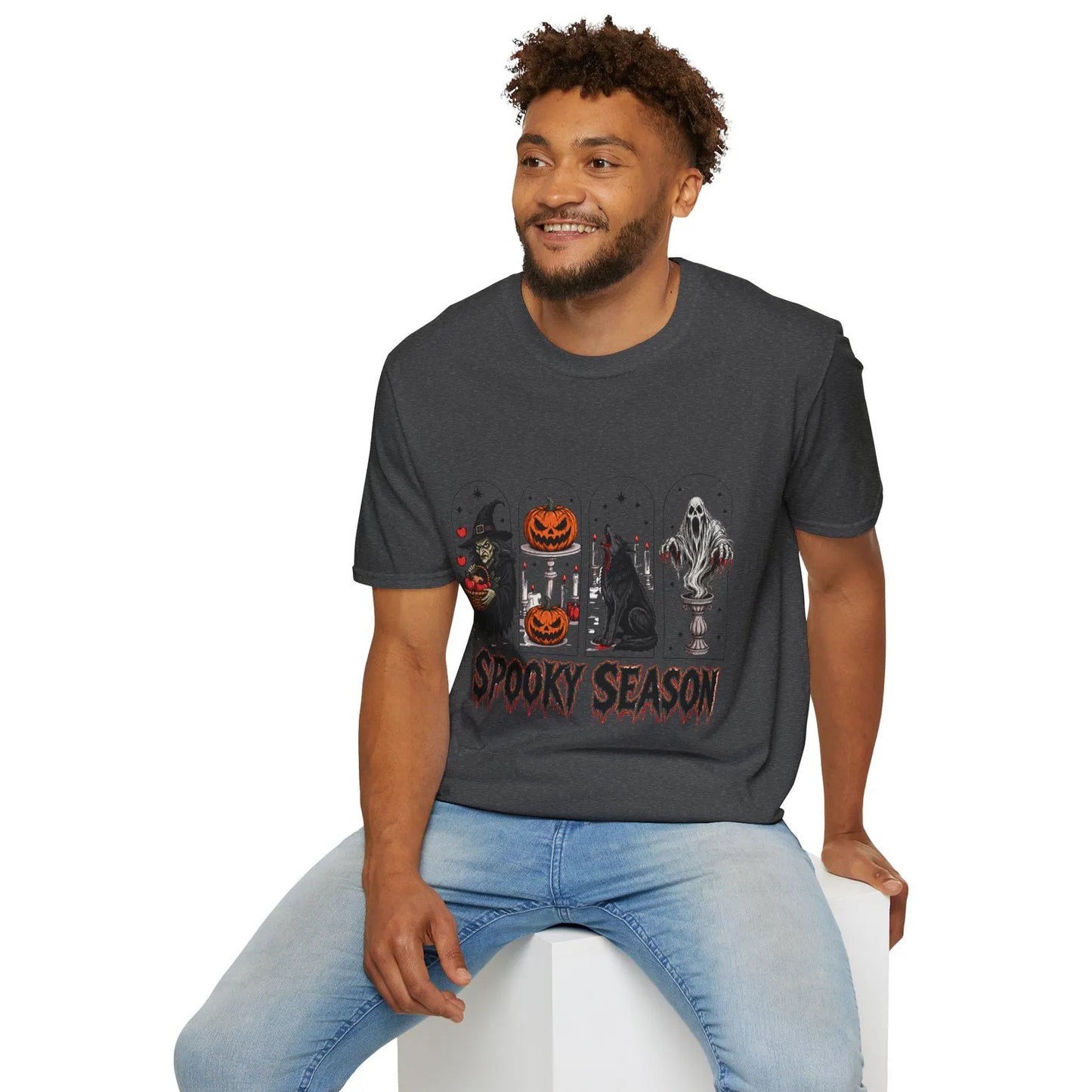 Spooky Season Halloween Icons T-Shirt | Witch Pumpkin Wolf Ghost