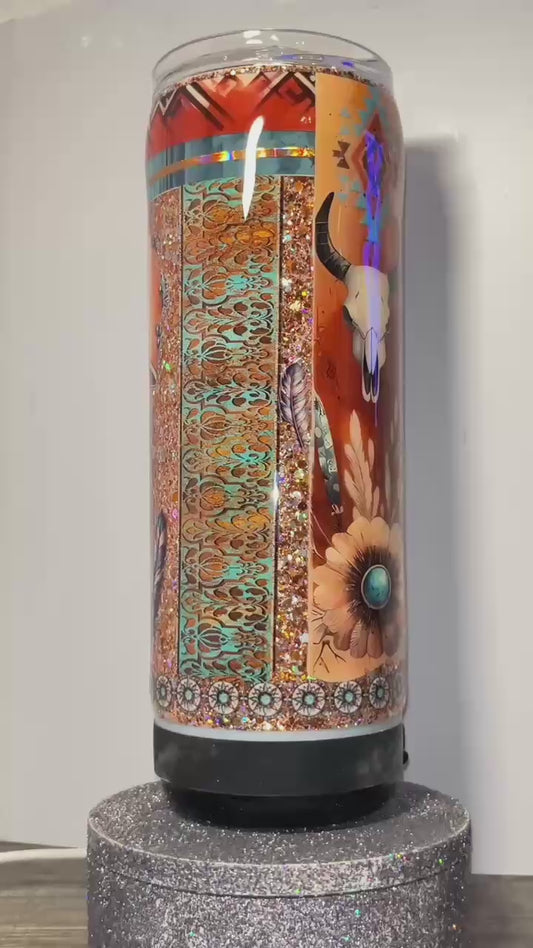#387 - 20oz Skinny Bluetooth Speaker Tumbler / USB Rechargeable / Western Theme