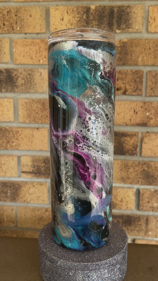 #348 - 30oz Skinny Tumbler / Ink Swirl Galaxy Theme