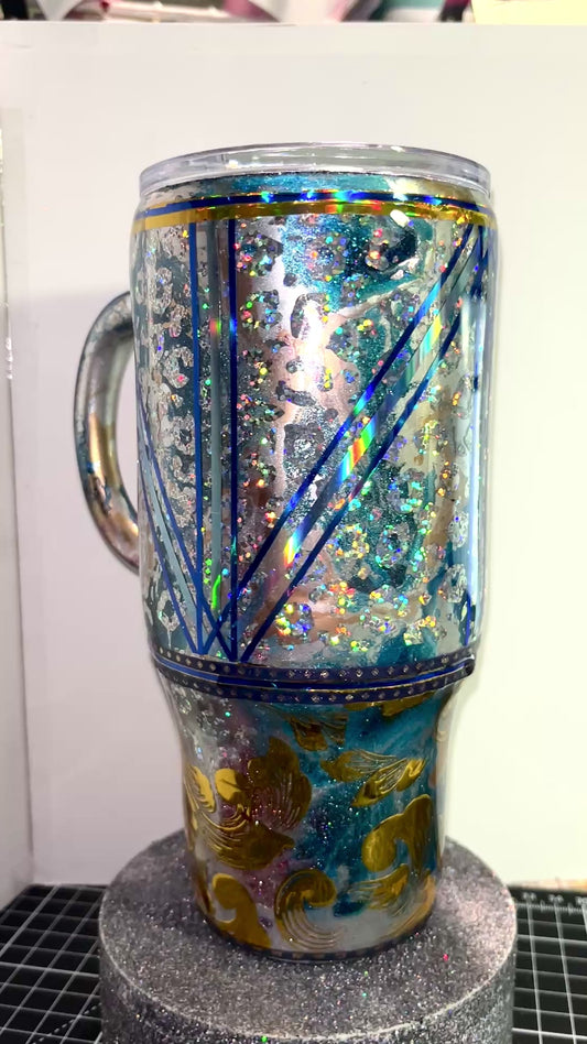 #378 - 24oz Glitter Travel Mug with Handle
