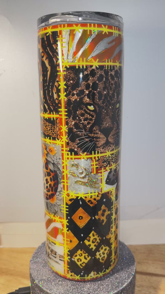 #384 - 30oz Skinny Patchwork Theme Tumbler