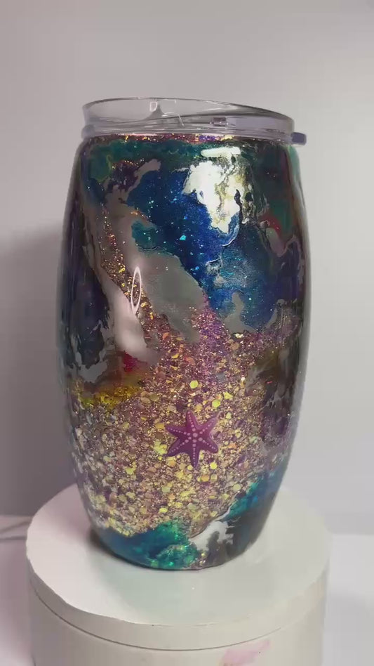 #275 - 15oz Barrel Tumbler / Ocean Theme / Decal: Octopus